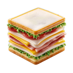 Layered Sandwich Food Icon - 3D Rendered Lunch Graphic