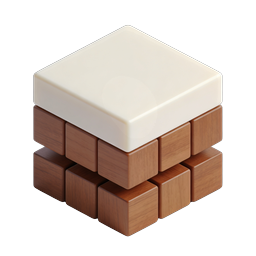 Layered Wooden Block Stack Icon - 3D Realistic Design