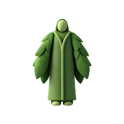Leaf Cloaked Nature Spirit 3D Icon - Mystical Green Guardian