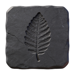 Ancient Leaf Fossil Stone Icon - 3D Realistic Nature