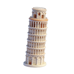 Whimsical Leaning Tower Icon for Travel and Culture