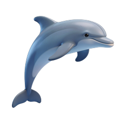 Leaping Blue Dolphin Icon - 3D Marine Life Illustration