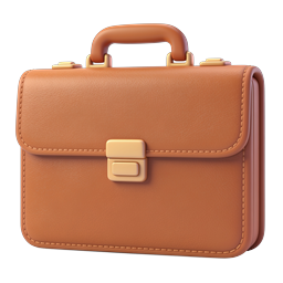 Premium Leather Briefcase 3D Icon | Business Travel
