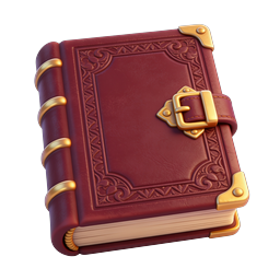 Ornate Leather Grimoire Spellbook Icon - 3D Rendered