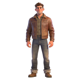 Friendly 3D Animated Man in Leather Jacket Character Icon