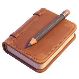 Vintage Leather Notebook with Pencil 3D Icon