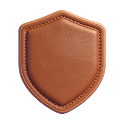 Premium Leather Shield Icon - 3D Rendered Protection Symbol