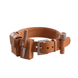 Leather Utility Belt 3D Icon with Knife and Flashlight