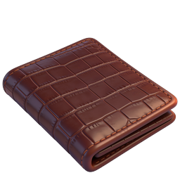 Premium Brown Leather Wallet Icon - 3D Realistic Design