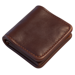 Brown Leather Bifold Wallet Icon | Realistic 3D Design
