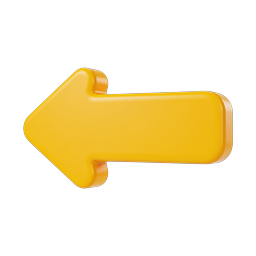 Glossy Yellow Left Arrow 3D Clay Icon for Navigation