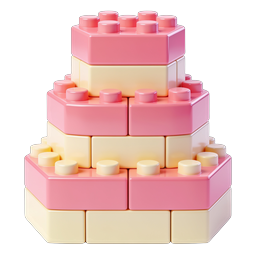 Icono de pastel de capas de bloques Lego coloridos - Renderizado 3D