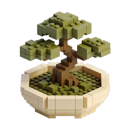 LEGO Bonsai Tree 3D Icon - Block-Built Plant Illustration