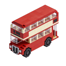 LEGO Double-Decker Bus 3D Icon - Voxel Style