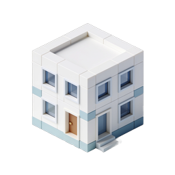 Isometric LEGO House Building Icon for Real Estate