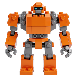 LEGO-Stil Oranger Spielzeugroboter Icon | 3D-Rendering