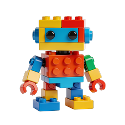 Colorful Lego Robot Toy Icon - 3D Building Block Character