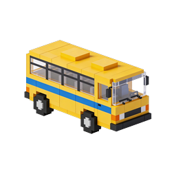 LEGO School Bus Isometric 3D Icon for Education Apps
