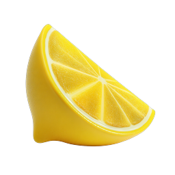 Fresh Lemon Slice Icon - 3D Clay Style Citrus Design