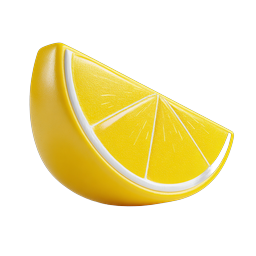 Fresh Lemon Slice 3D Icon - Citrus Fruit Graphic