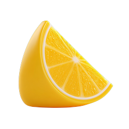 Fresh Lemon Wedge 3D Icon | Citrus Fruit Slice