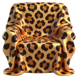 Ícone 3D Poltrona com Estampa de Leopardo | Móvel com Padronagem Selvagem