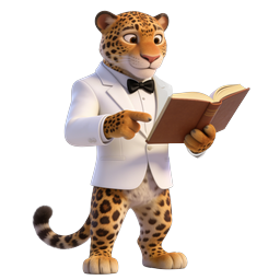 Scholarly Leopard Reading Book 3D Icon