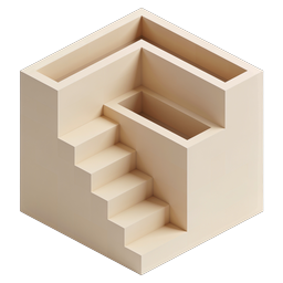 Isometric Letter E Block with Stairs Icon