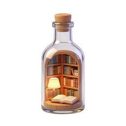 Mini Library in Glass Bottle - 3D Icon
