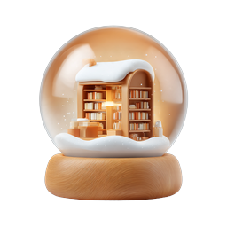 Cozy Library Snow Globe - 3D Winter Icon