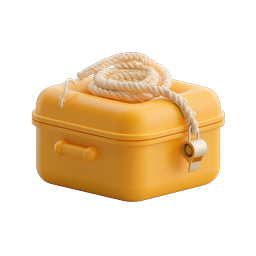 Icono 3D Kit de rescate de socorrista con cuerda y silbato