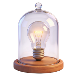 Light Bulb in Glass Dome - Innovation 3D Icon
