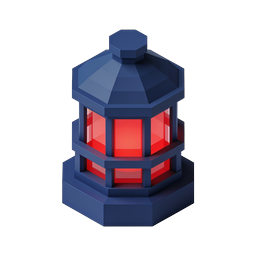 3D Lighthouse Beacon Icon - Glowing Red Signal