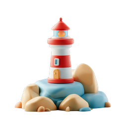 Vibrant Lighthouse Icon for Navigation and Travel