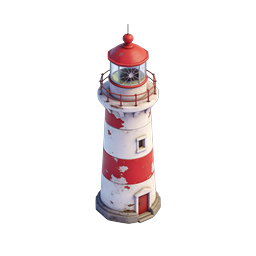 Weathered Red and White Lighthouse Beacon Icon | 3D Render