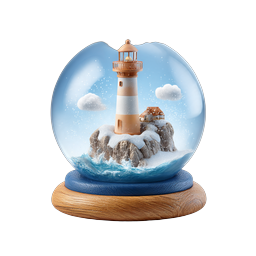 Lighthouse Snow Globe Decorative Icon | Coastal Winter Scene