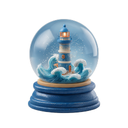 Lighthouse Snow Globe 3D Icon - Maritime Decor