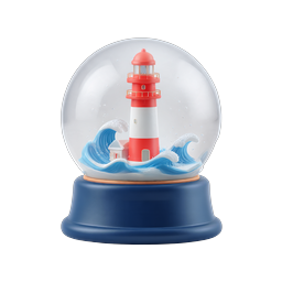 Lighthouse Snow Globe Icon | Nautical 3D Illustration
