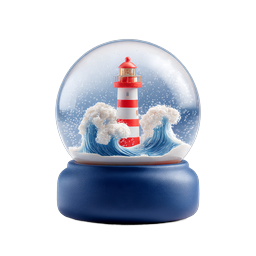 Lighthouse Snow Globe 3D Render Icon - Maritime Decor