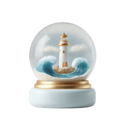 Lighthouse Snow Globe Icon - Nautical 3D Render