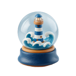 Lighthouse Snow Globe Icon - Nautical Maritime 3D Design