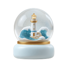 Lighthouse Snow Globe 3D Icon - Nautical Ocean Scene