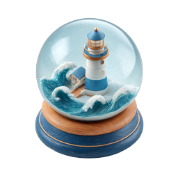 Lighthouse Snow Globe 3D Icon - Nautical Decor Illustration