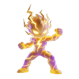 Lightning Superhero Character 3D Icon | Electric Power