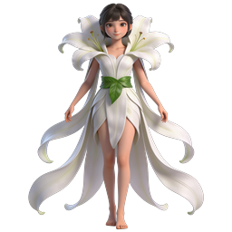 Icône de personnage 3D fée fleur de lys élégante
