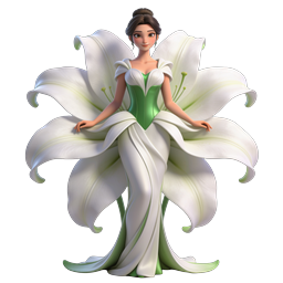 Elegant Lily Flower Woman Nature Icon Design