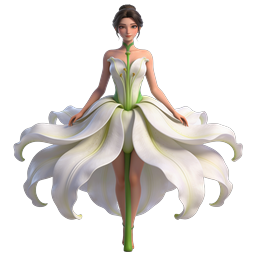 Elegant Lily Flower Woman 3D Rendered Character Art