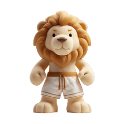 Ícone de Mascote Leão Boxeador - Personagem Estilo Argila 3D