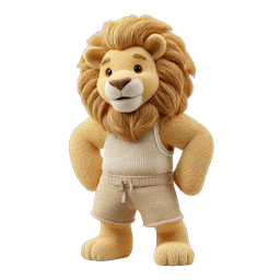 Friendly 3D Lion Character in Knitted Outfit Icon