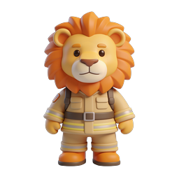 Lion Firefighter Icon for Kids and Safety Education